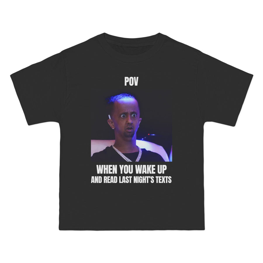 Baby Alien POV Meme T-Shirt — "When You Wake Up and Read Last Night's Text" Funny Graphic Tee